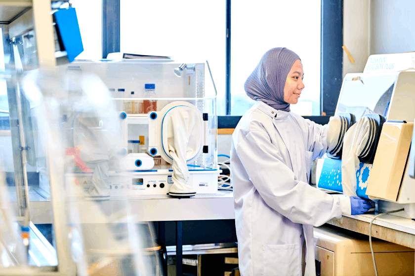 student working in a lab